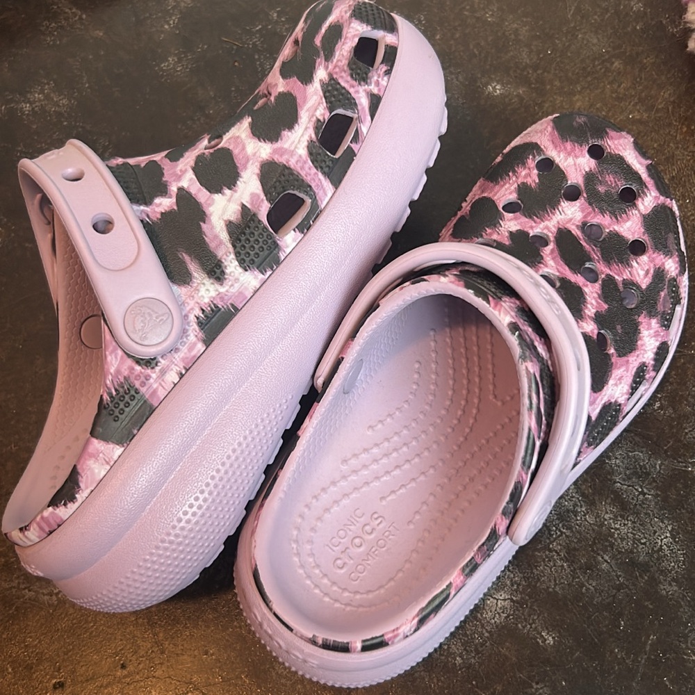 CROCS Pink and Black Sandals with Classic Comfort